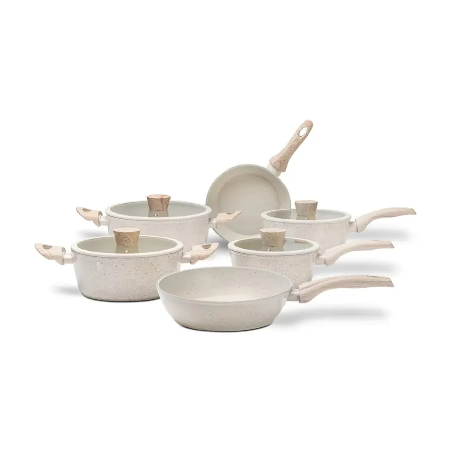Jogo de Panelas Brinox Antiaderente Ceramic Life 6 Pe�as Sirius com Indu��o Vanilla