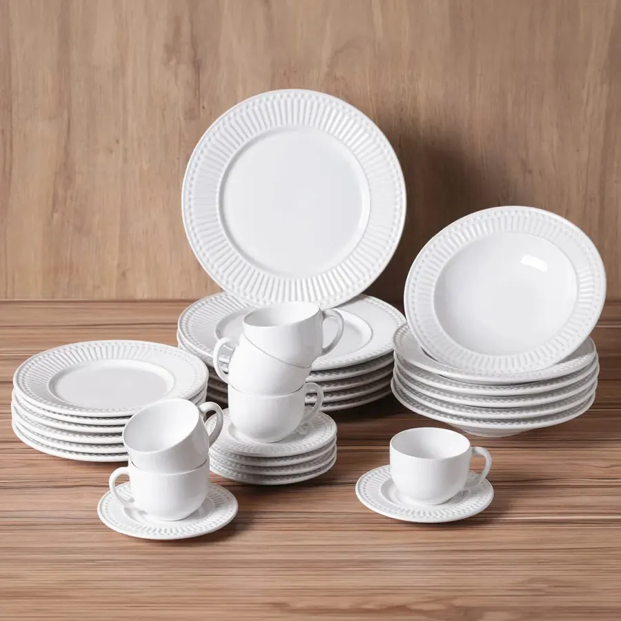 Aparelho de Jantar 20 Pe�as Roma Branco Porto Brasil